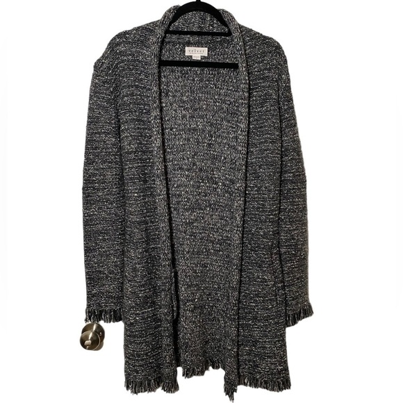 Velvet by Graham & Spencer Knit Dark Gray Tweed Pattern Long Cardigan, Small. - Picture 11 of 11